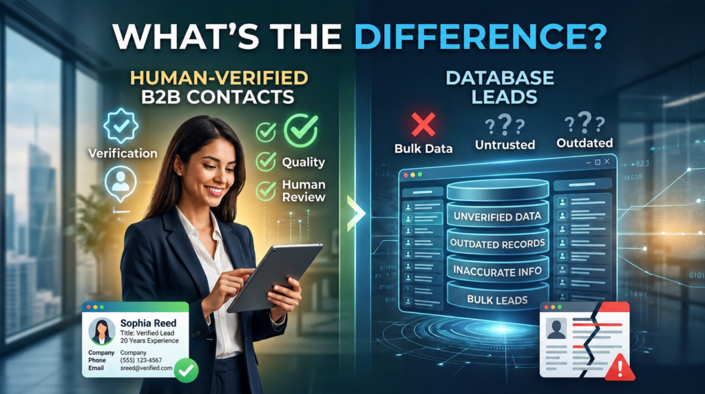 Human-Verified B2B Contacts vs Database Leads What’s the Difference