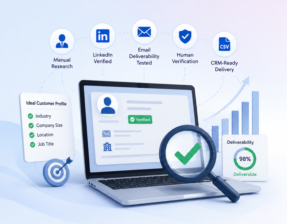 B2B contact verification and data quality process illustration